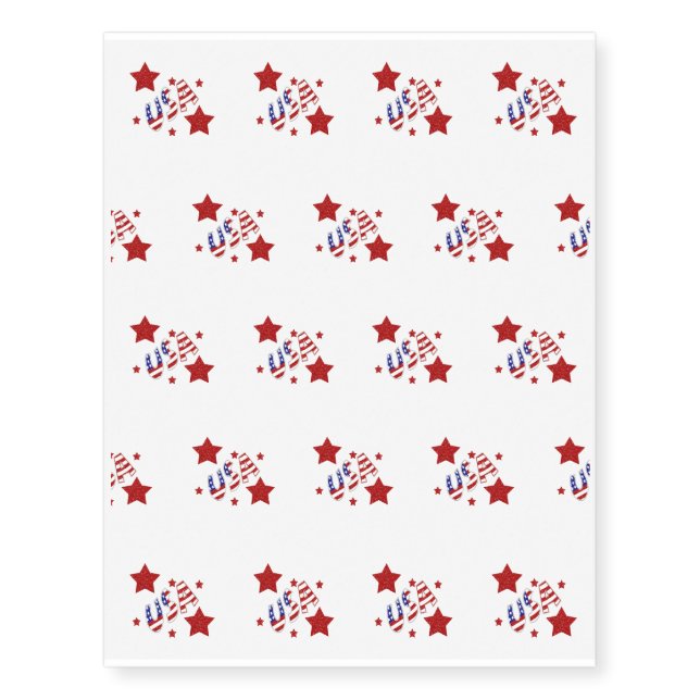 USA Patriotic Independence Day Party Celebration Temporary Tattoos (Front)