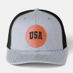  USA Patriotic Leather Patch Hat