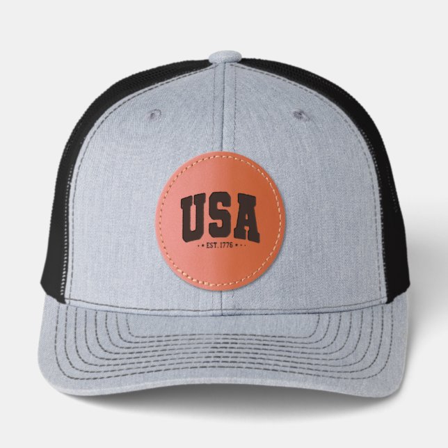  USA Patriotic Leather Patch Hat (Front)