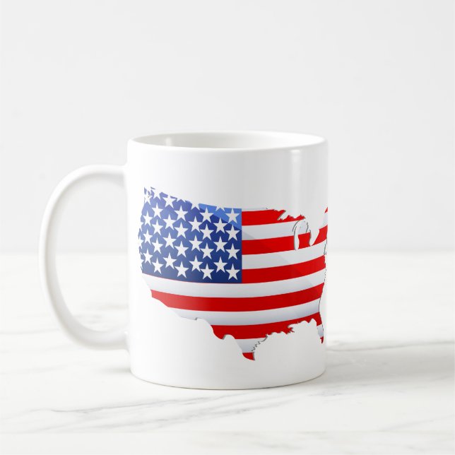 USA Patriotic Map Flag Coffee Mug (Left)