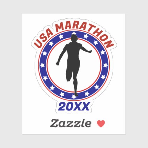 USA Patriotic MARATHON  RELAY RUN Sticker