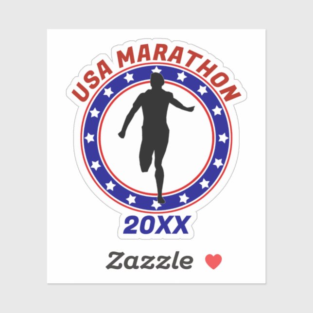 USA Patriotic MARATHON / RELAY RUN Sticker (Sheet)