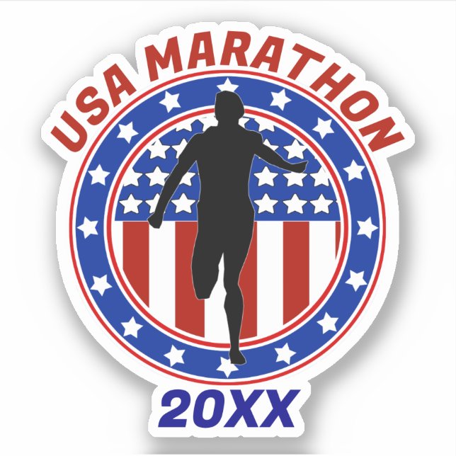 USA Patriotic MARATHON / RELAY RUN Sticker (Front)