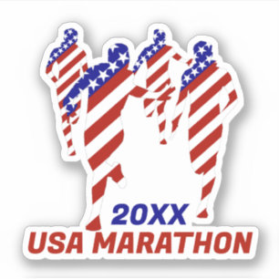 USA Patriotic MARATHON / RELAY RUN Sticker
