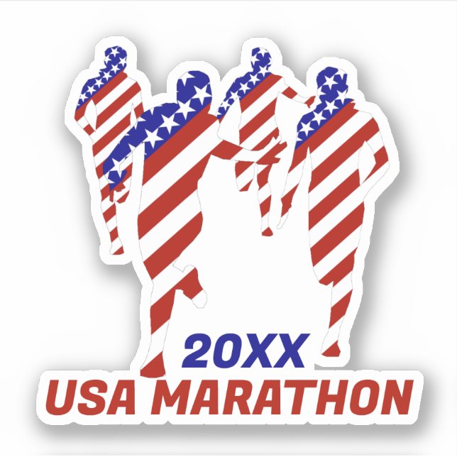USA Patriotic MARATHON / RELAY RUN Sticker (Front)