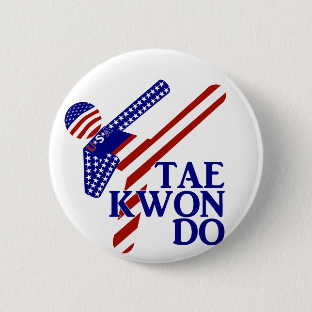 USA Patriotic Martial Arts TAEKWONDO  Button (Front)