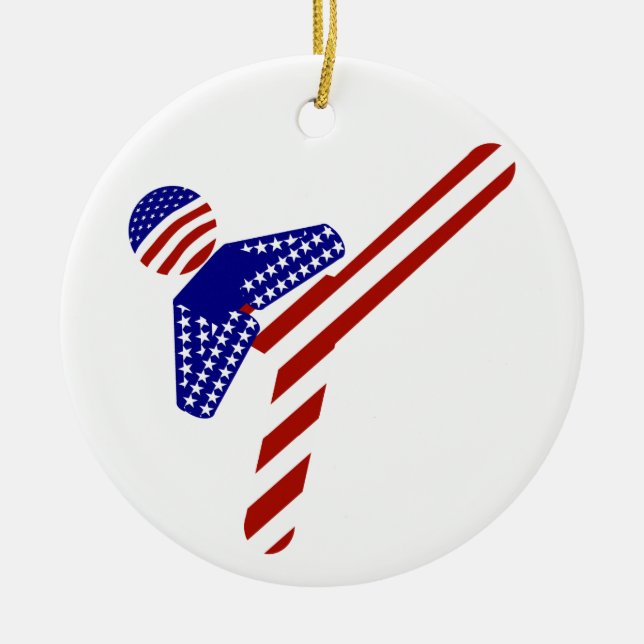 USA Patriotic Martial Arts TAEKWONDO  Ceramic Ornament (Front)
