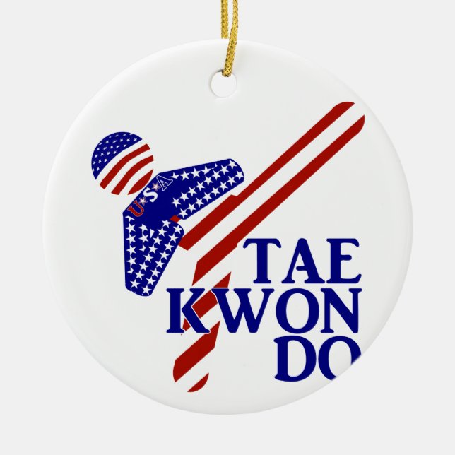 USA Patriotic Martial Arts TAEKWONDO  Ceramic Ornament (Front)