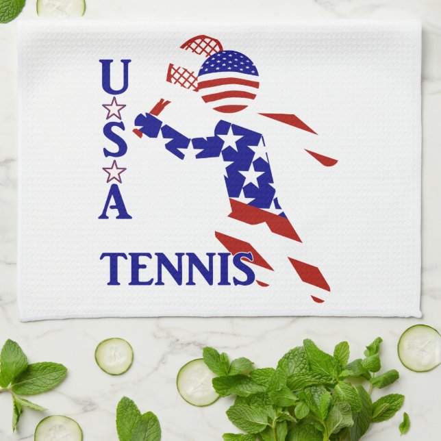 USA Patriotic MEN'S TENNIS Kitchen Towel (Folded)