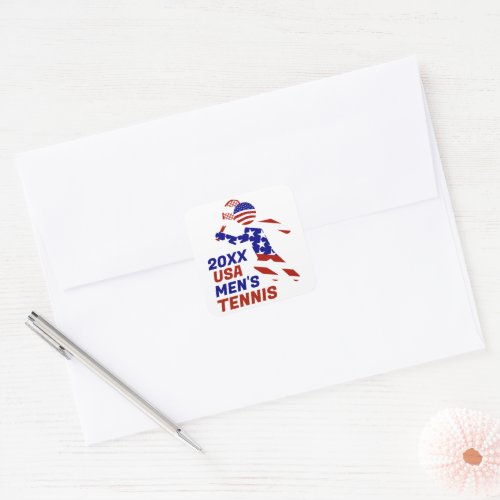 USA Patriotic MENS TENNIS Square Sticker