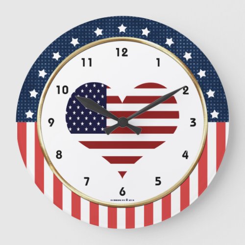 USA Patriotic Military Heart Wall Clock