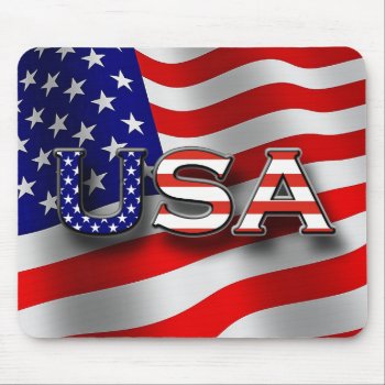 Usa Patriotic Mouse Pad With 3 - D Lettering by s_and_c at Zazzle