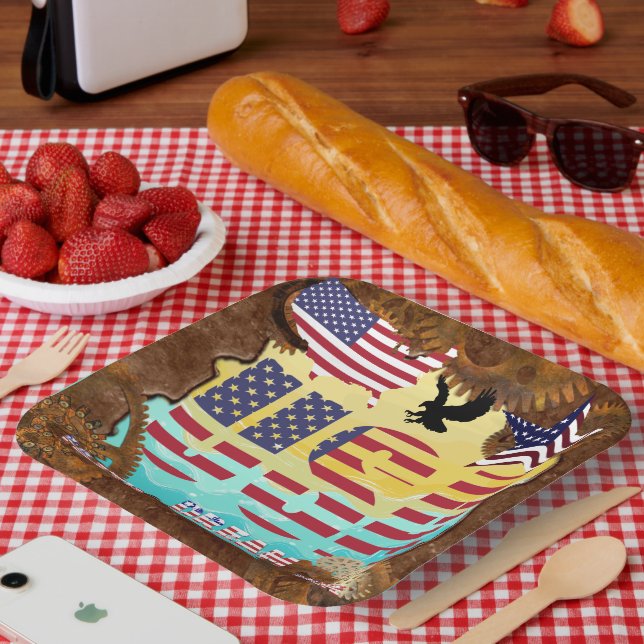 USA Patriotic  Paper Plates (Picnic)