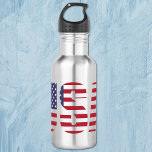 USA Patriotic Personalized 18oz.  Stainless Steel Water Bottle<br><div class="desc">USA patriotic design on this 18oz. stainless steel water bottle. Easily personalize with any text,  two rows up the right side,  using the Template provided. Comes with a threaded lid. White and colors and 24oz size also available. 100% BPA free. See "About" for more information.</div>