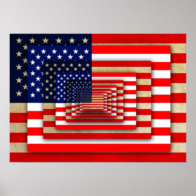 USA Patriotic Poster-Alternating Flag layers Poster (Front)