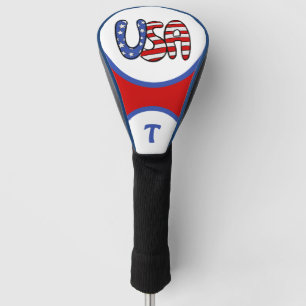 USA Patriotic Red, White & Blue Monogram Golf Head Cover