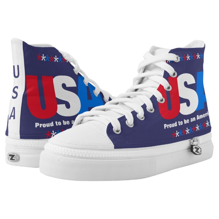 USA Patriotic Red White Blue Stars High 