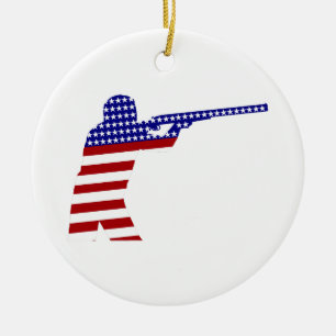 USA Patriotic Rifle Shooting Ceramic Ornament