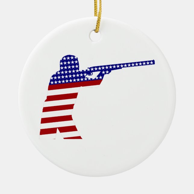 USA Patriotic Rifle Shooting Ceramic Ornament (Front)