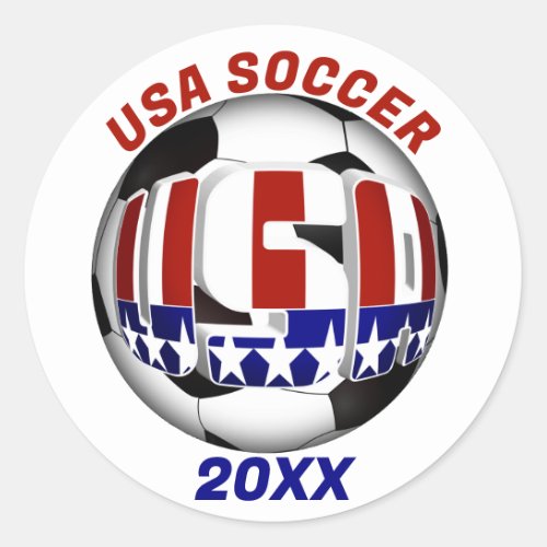 USA Patriotic SOCCER Sports Classic Round Sticker