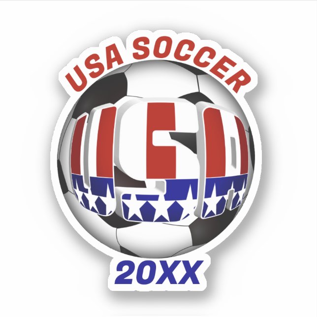 USA Patriotic SOCCER Sports Sticker (Front)