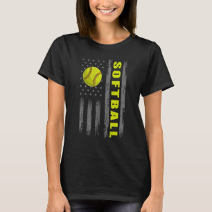 Usa Patriotic Softball For Women American Flag Me T-Shirt