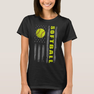 Usa Patriotic Softball For Women American Flag Men T-Shirt