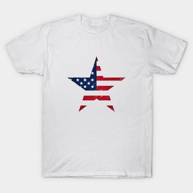 USA Patriotic Star Shaped Flag T-Shirt (Creator Uploaded)