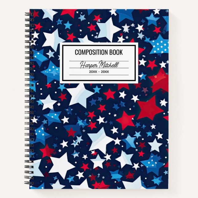 USA Patriotic Stars Composition Notebook (Front)