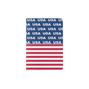 USA Patriotic Stripes Red White and Blue  Passport Holder