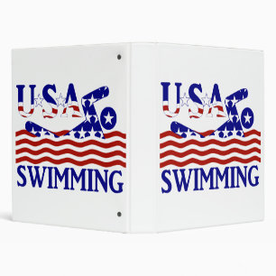 USA Patriotic Swimming Sports 3 Ring Binder