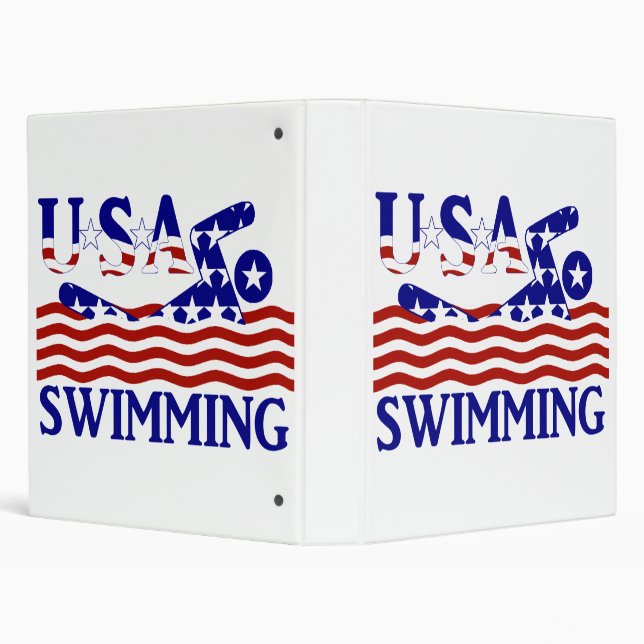 USA Patriotic Swimming Sports 3 Ring Binder (Background)