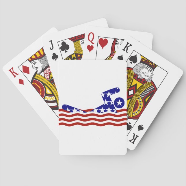 USA Patriotic Swimming Sports Poker Cards (Back)