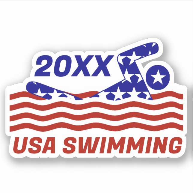 USA Patriotic Swimming Sports Sticker (Front)