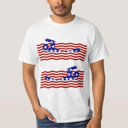 USA Patriotic Swimming Sports T_Shirt