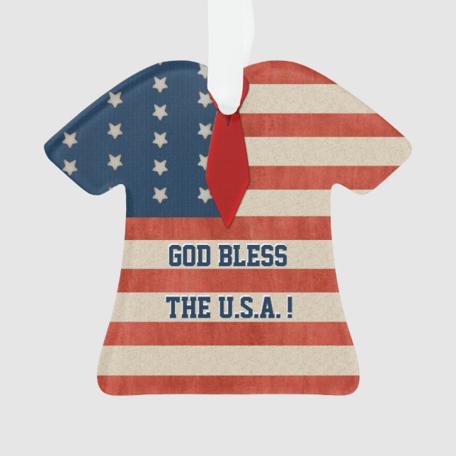 USA Patriotic Ugly Sweater Personalized Ornament (Front)