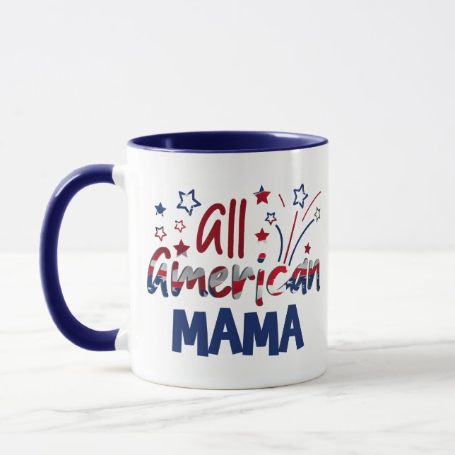 USA Patriotic, USA Flag All American Mom Gift Mug (Left)