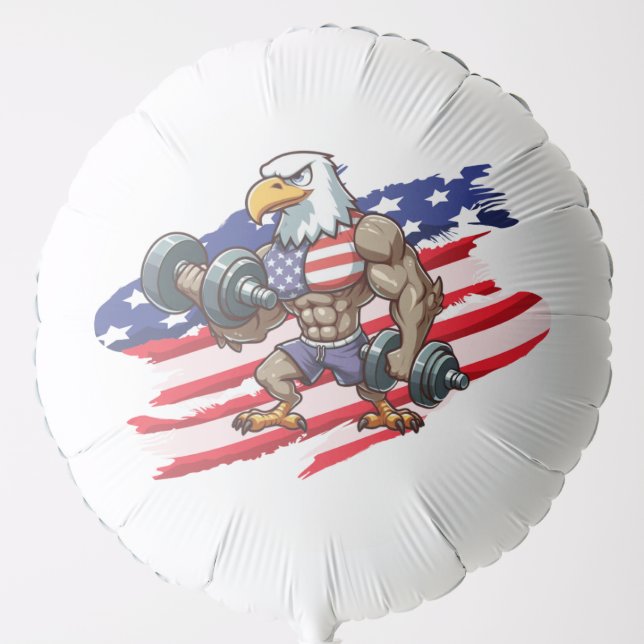 USA/patriotic weightlifting bald eagle Balloon (Front)