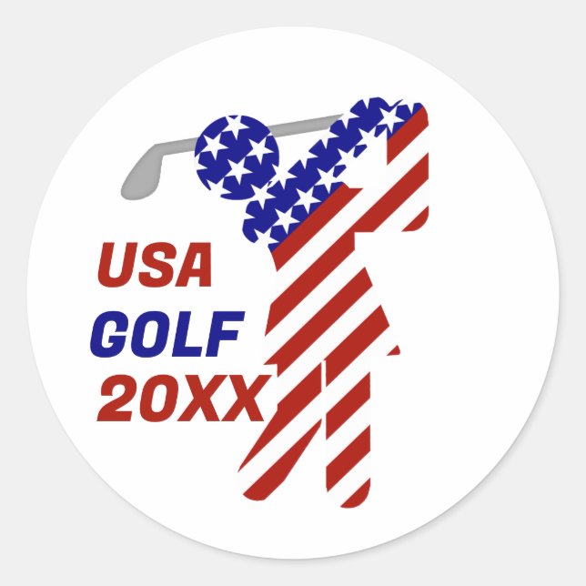 USA Patriotic WOMEN'S GOLF Classic Round Sticker (Front)