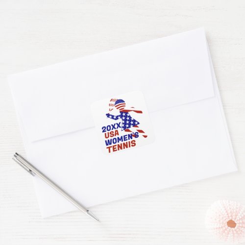 USA Patriotic WOMENS TENNIS Square Sticker