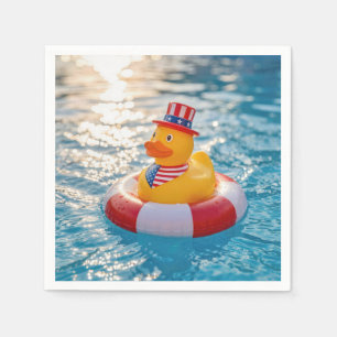 USA Patriotic Yellow Rubber Duck in Pool Napkins