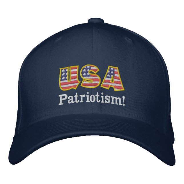 USA Patriotism Logo NB1 Embroidered Baseball Hat (Front)