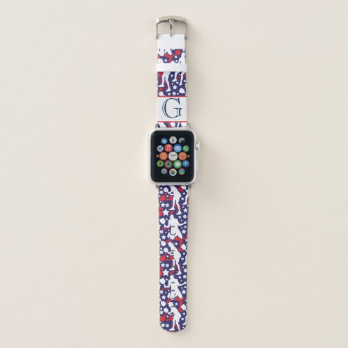  USA pattern with monogram  Pickleball Apple Watch Band