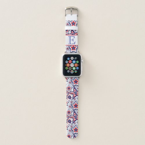 USA pattern with monogram  Pickleball   Apple Watch Band