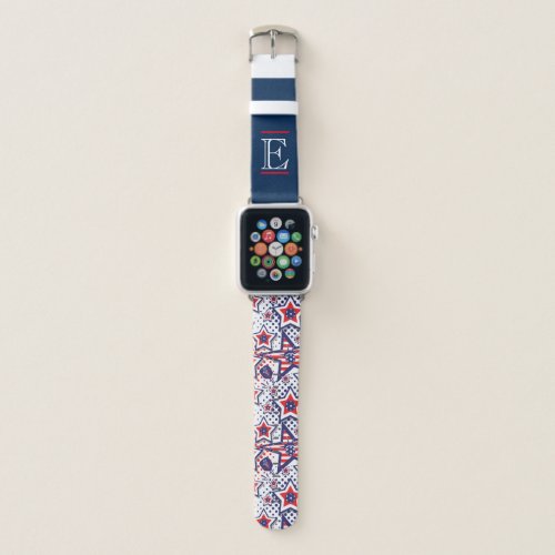 USA pattern with monogram   Pickleball  Apple Watch Band
