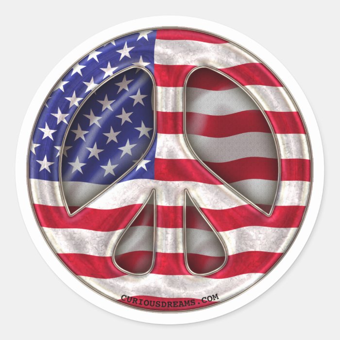 USA Peace Flag Round Stickers