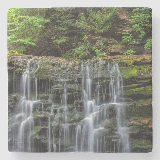USA, Pennsylvania, Benton. Waterfall In Ricketts Stone Coaster (Front)