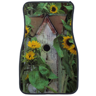 USA, Pennsylvania. Birdhouse and garden Car Floor Mat