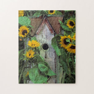 USA, Pennsylvania. Birdhouse and garden Jigsaw Puzzle