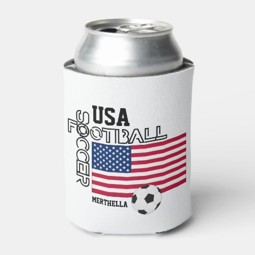 USA Personalized Soccer Football Can Cooler